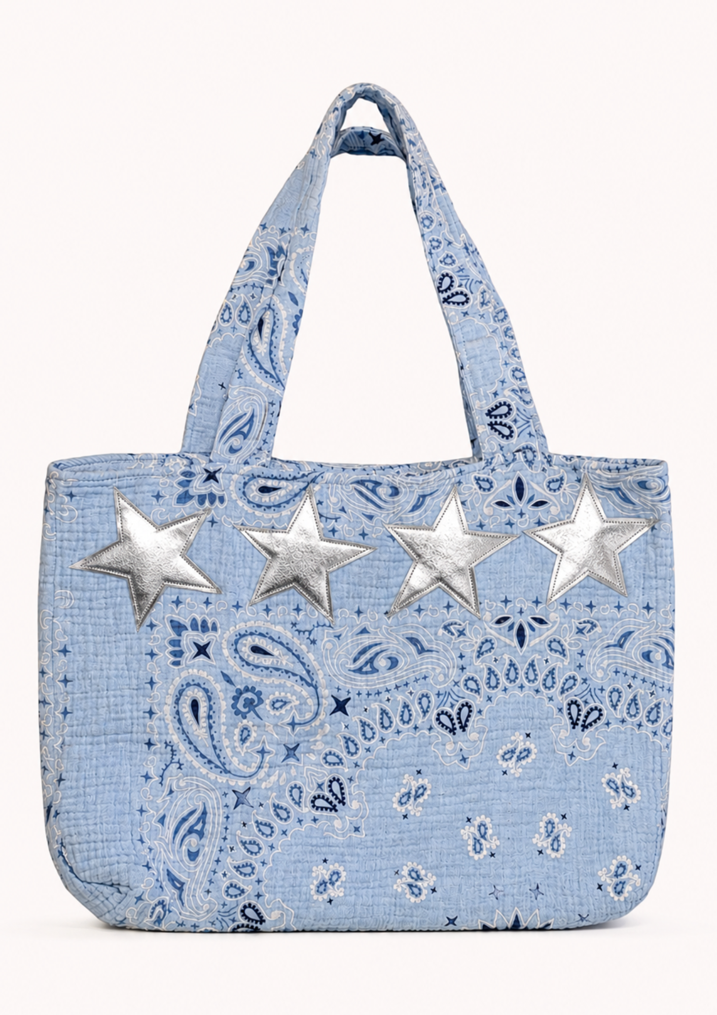 Borsa azzurra stelle argento