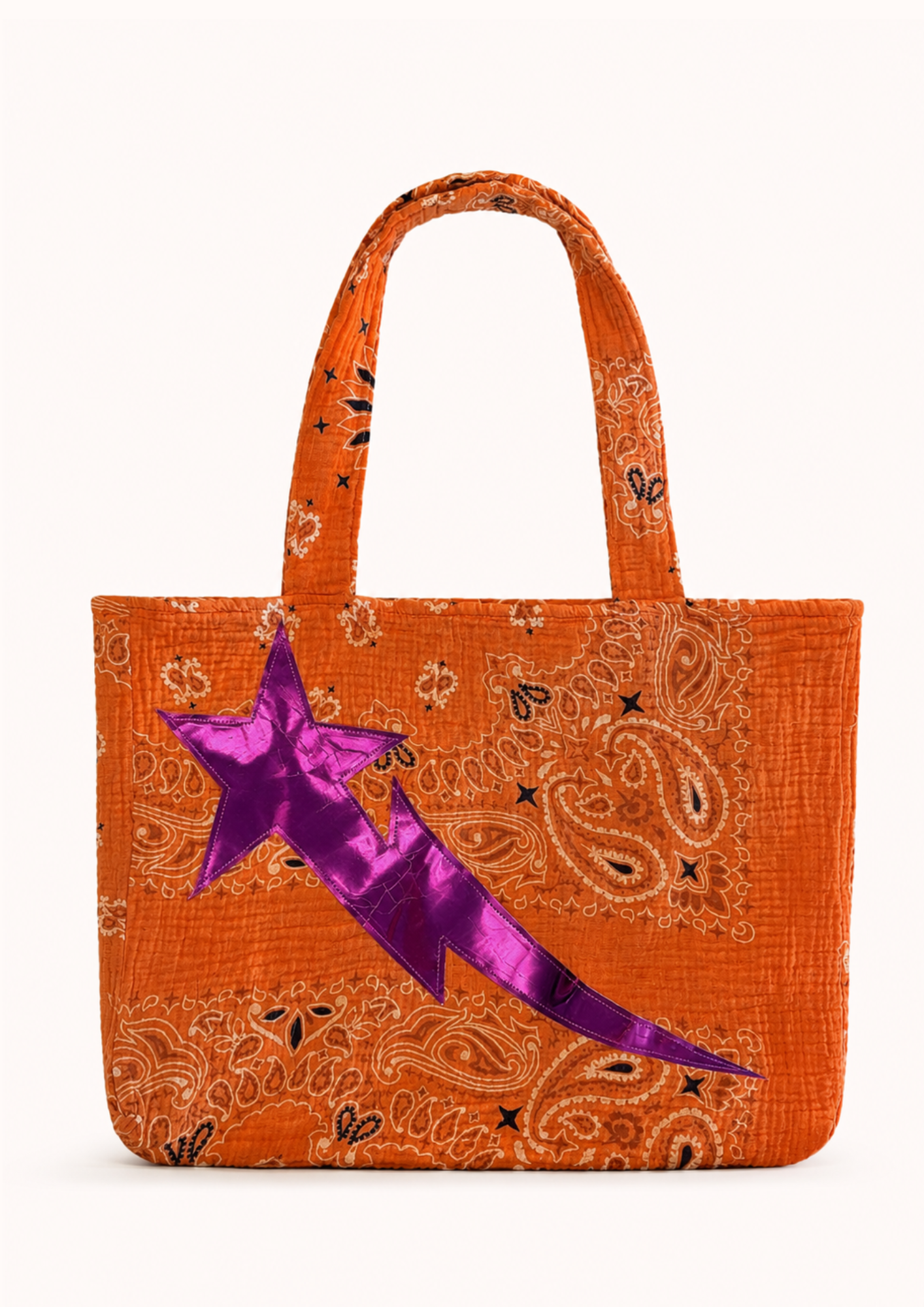 Borsa mare arancione stella fucsia