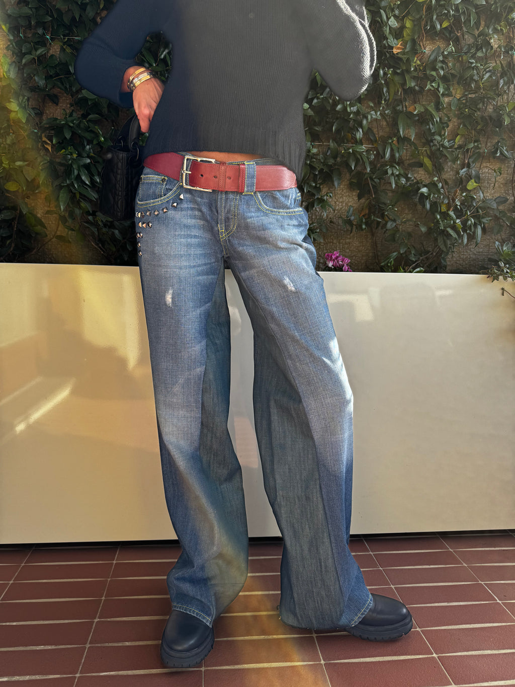 F*CK- vida denim con borchie