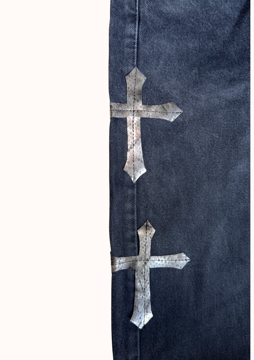 pantaloni croci argentate vita alta