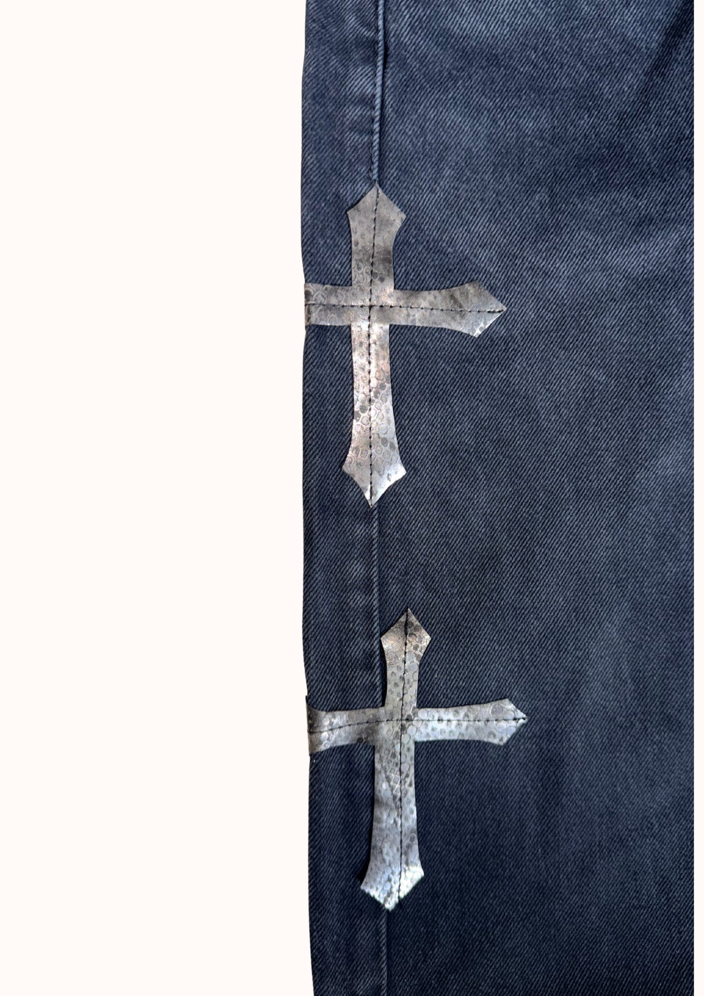 pantaloni croci argentate vita alta