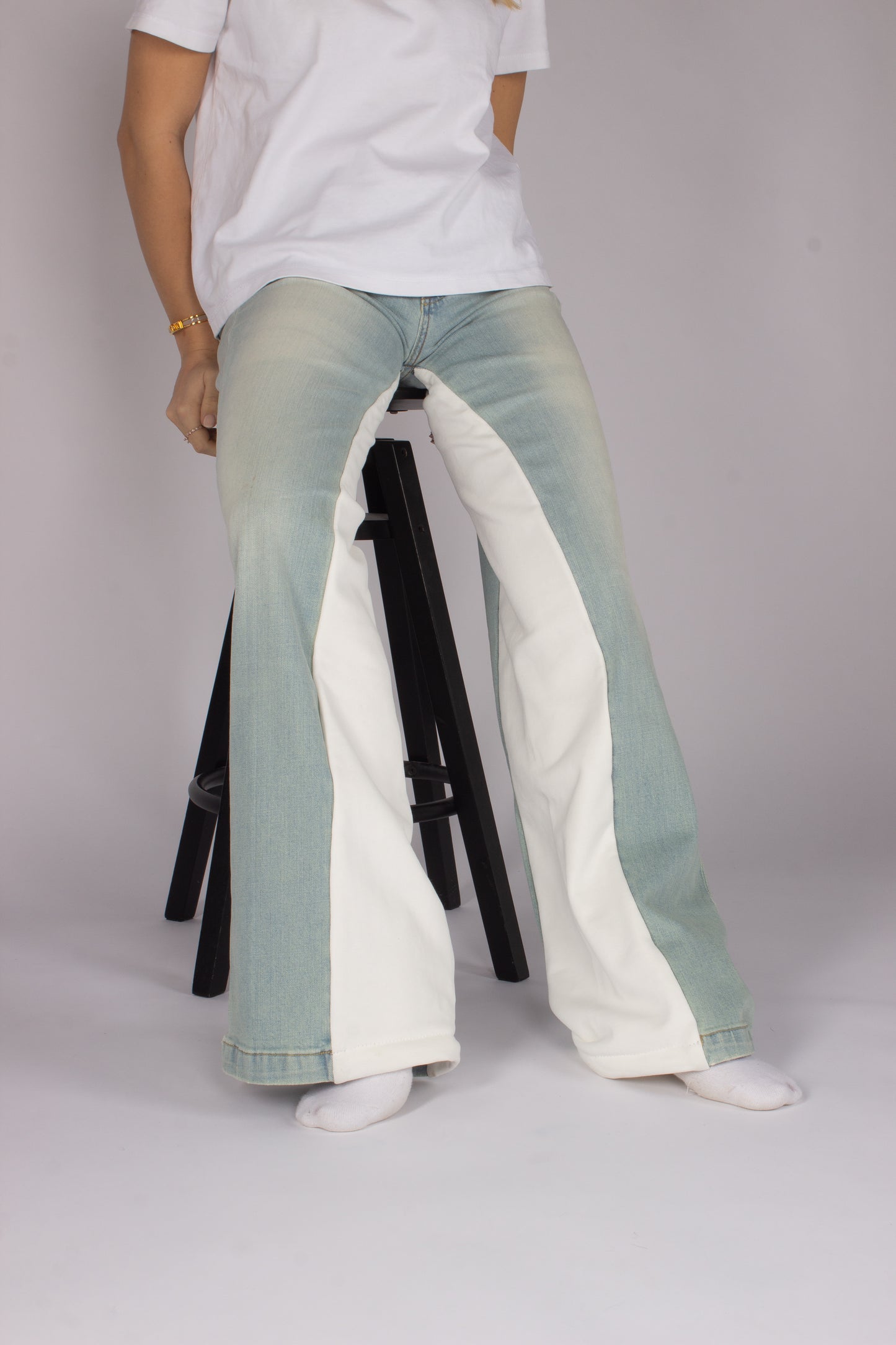 pantalone con inserto in tuta