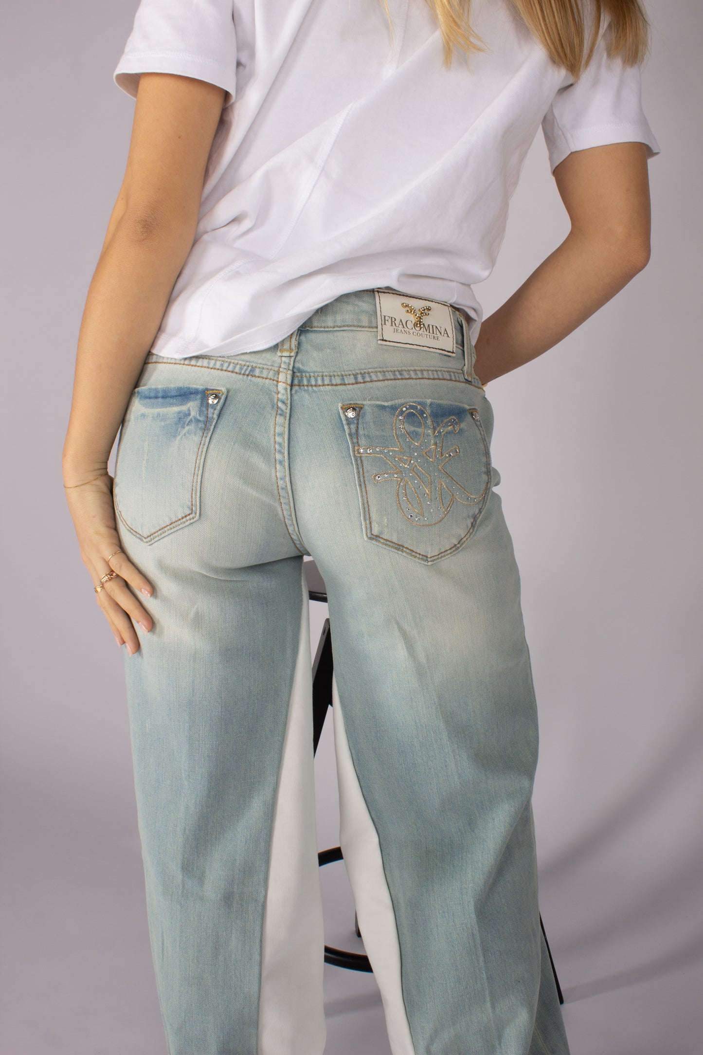 pantalone con inserto in tuta