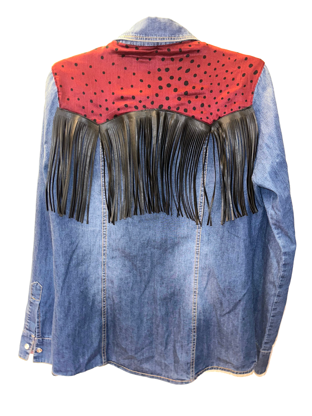 Camicia spalline bordeaux e frange