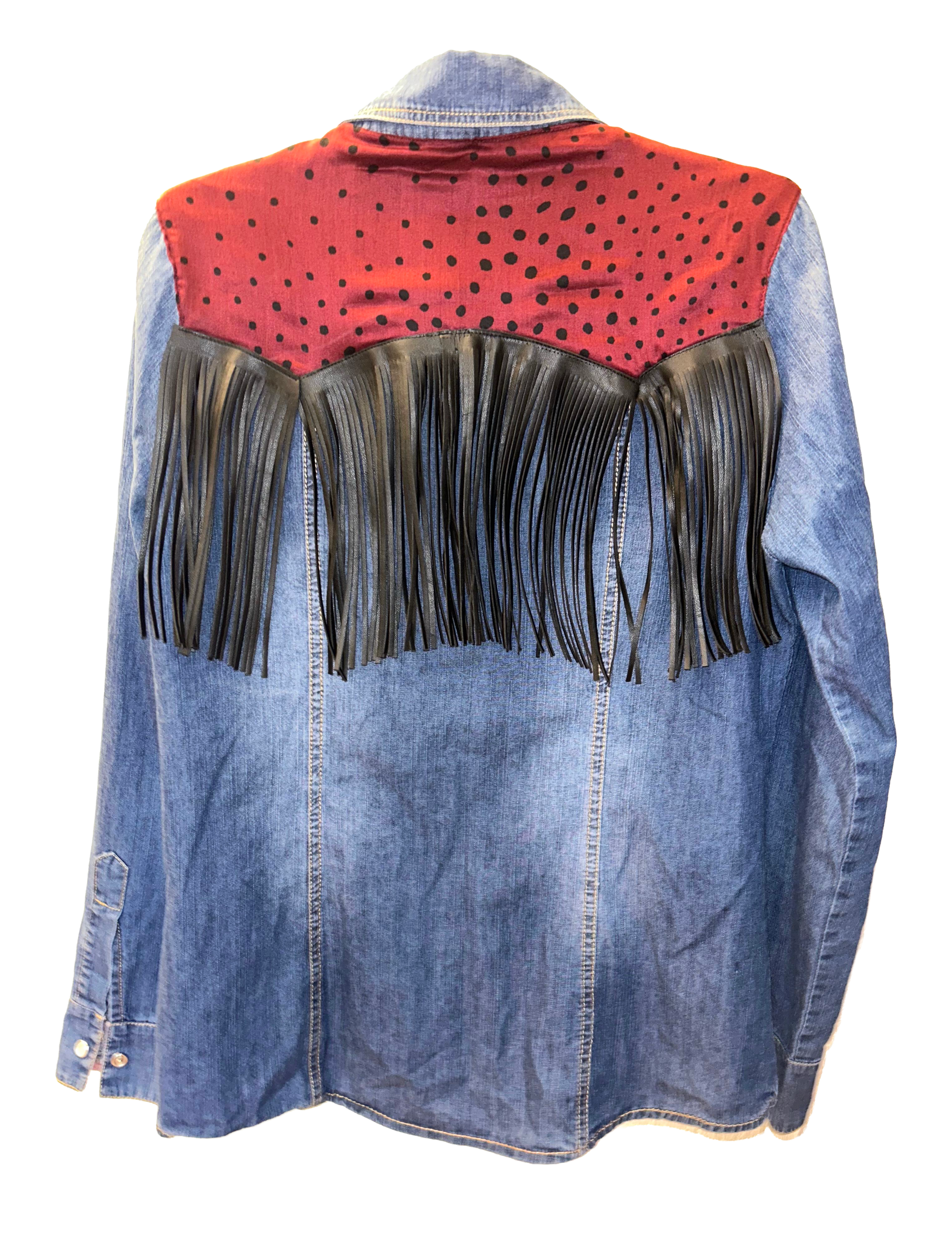 Camicia spalline bordeaux e frange