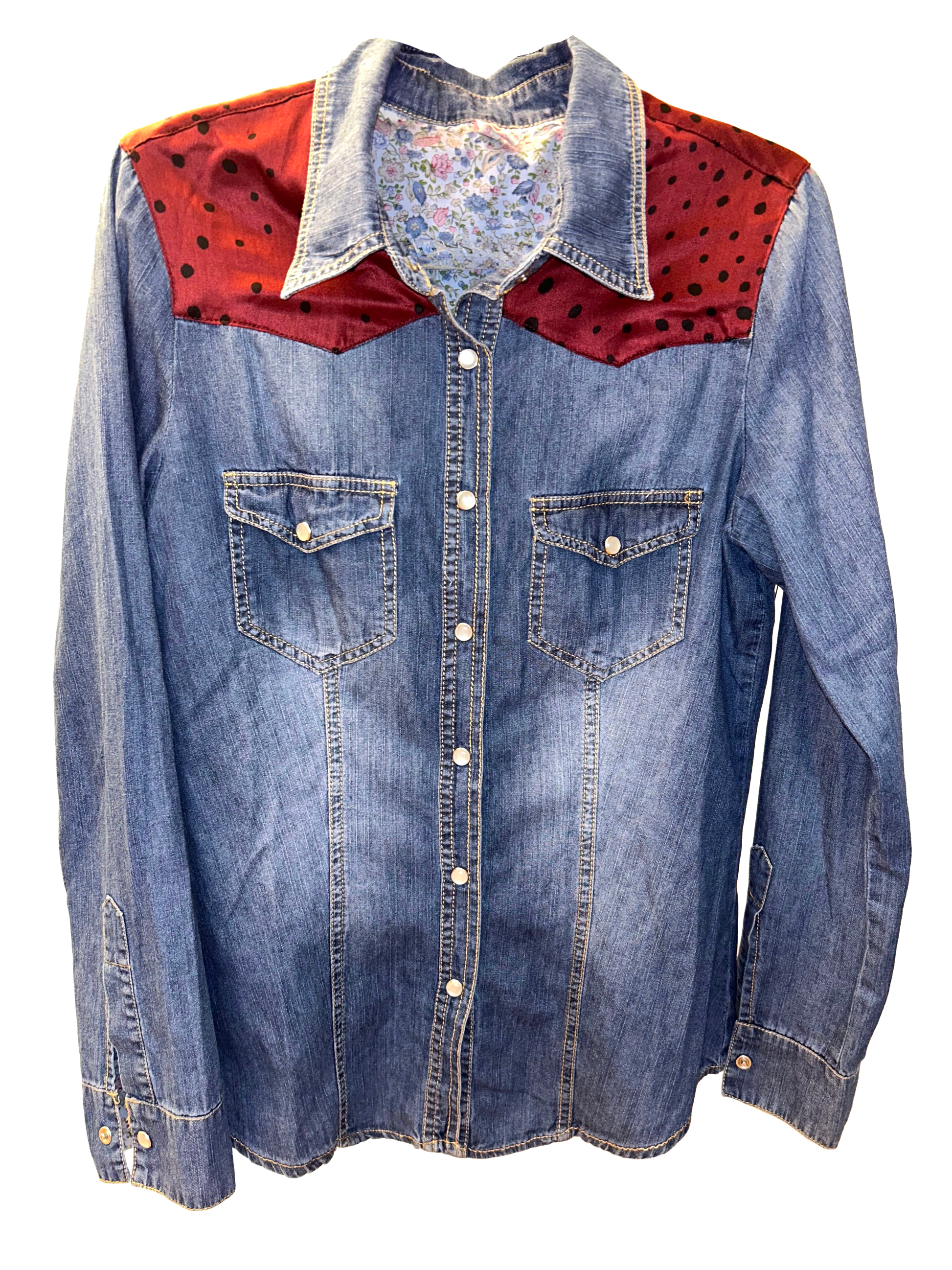 Camicia spalline bordeaux e frange